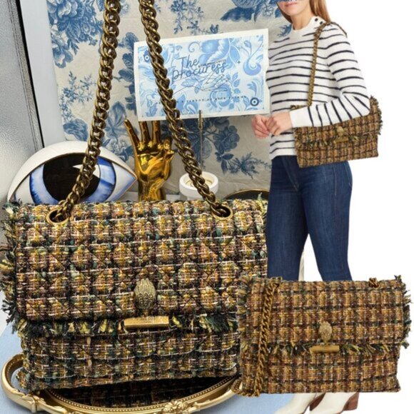 Kurt Geiger Handbags - 🆕 KURT GEIGER LONDON 🧿 NWOT Large Kensington X Tweed Shoulder Bag, Black Brown